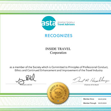 Official member of American Society of Travel Agents